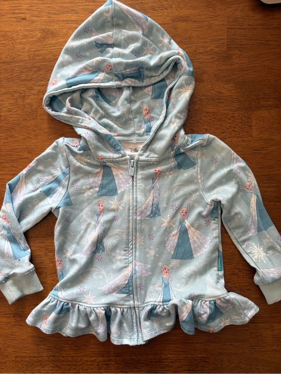 Disney Other - POSH PEANUT Elsa Light Blue Hooded Zip-Up Jacket with Ruffle Hem